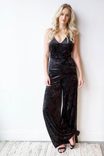 mode, extravagant velvet jumpsuit