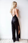 mode, extravagant velvet jumpsuit