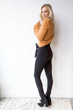 mode, fuzzy twist back sweater
