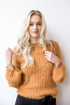 mode, fuzzy twist back sweater