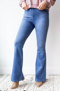 mode, flower power high waist flares