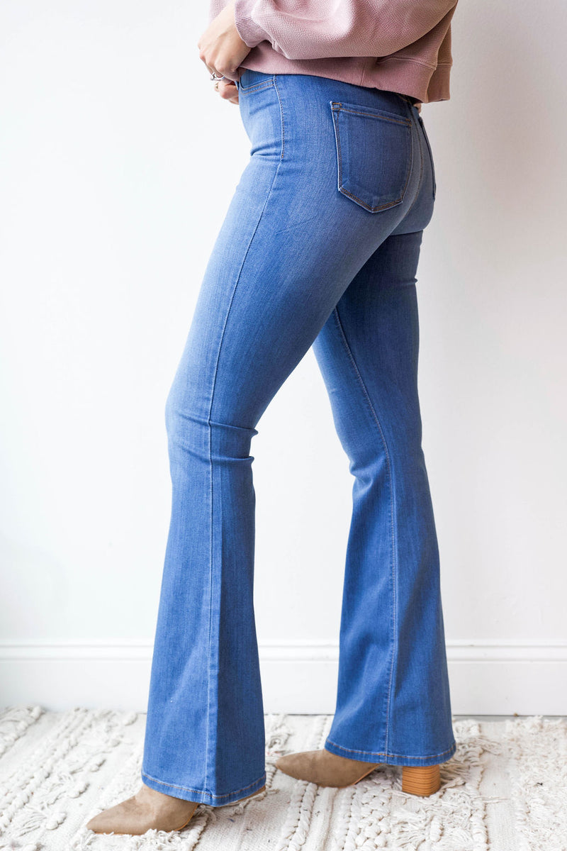 mode, flower power high waist flares