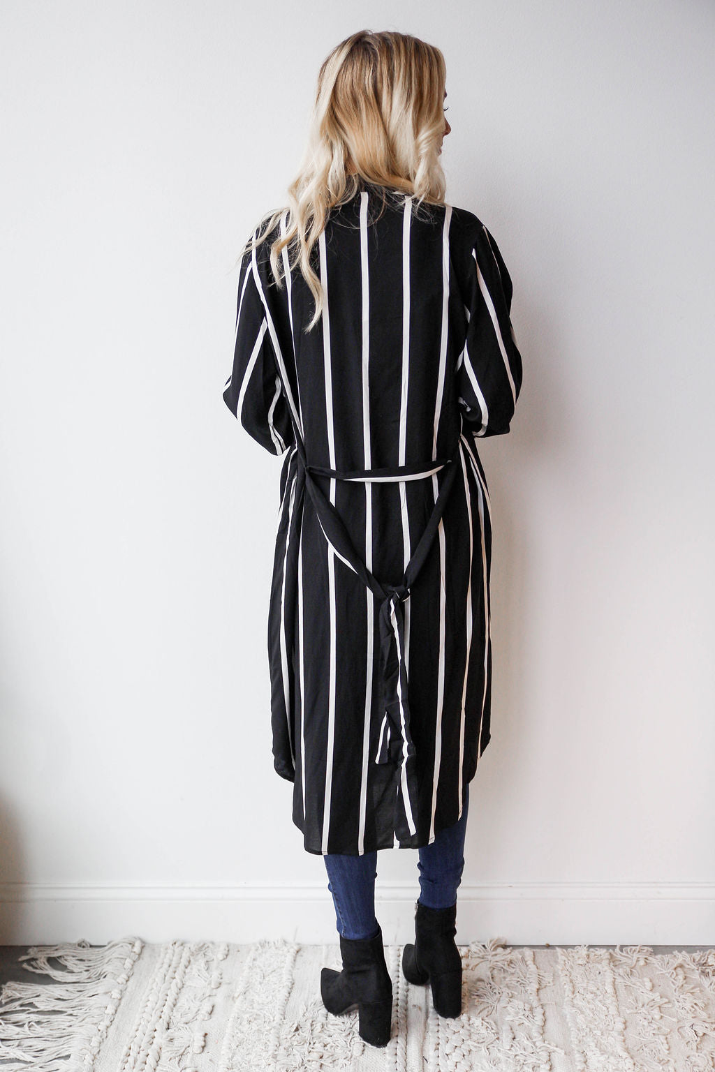 mode, stripe duster jacket
