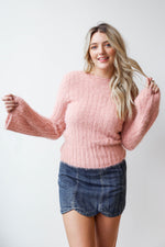 mode, fuzzy twist back sweater