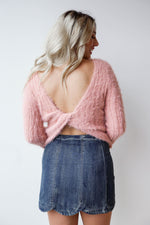 mode, fuzzy twist back sweater