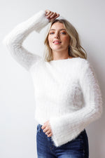 mode, fuzzy twist back sweater