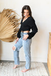 mode, v neck lantern sleeve blouse