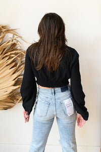 mode, v neck lantern sleeve blouse