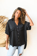 mode, satin boxy tunic top