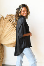 mode, satin boxy tunic top