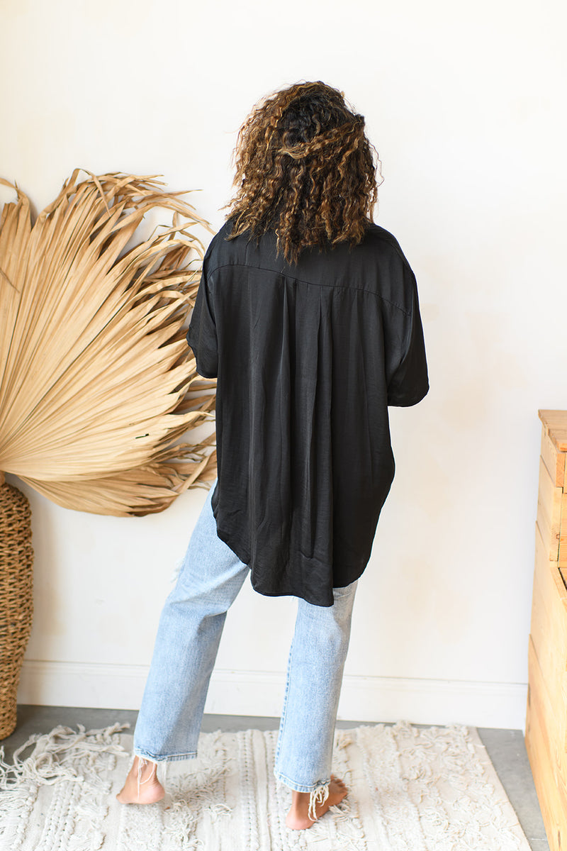 mode, satin boxy tunic top