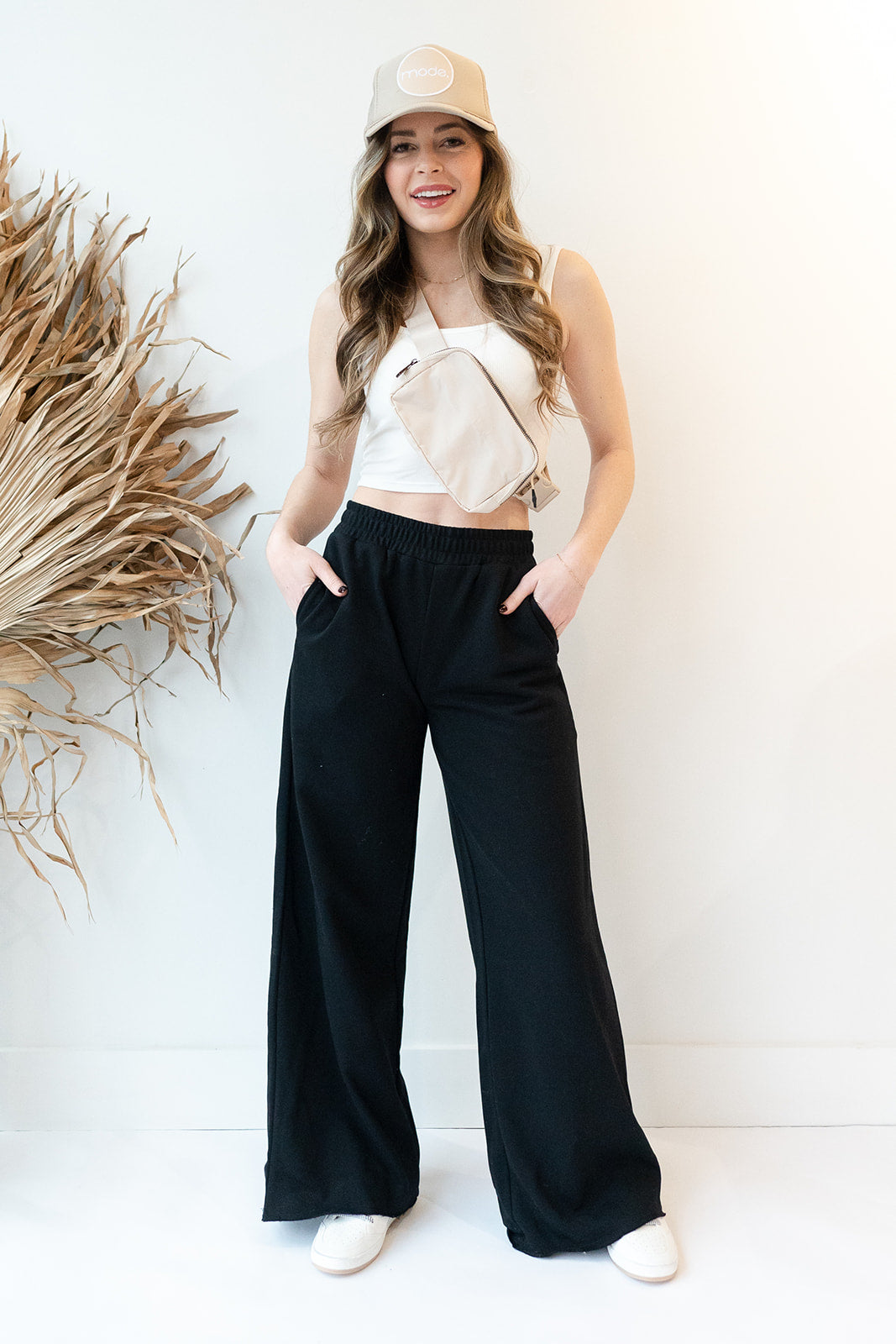 mode, wide leg sweat pants