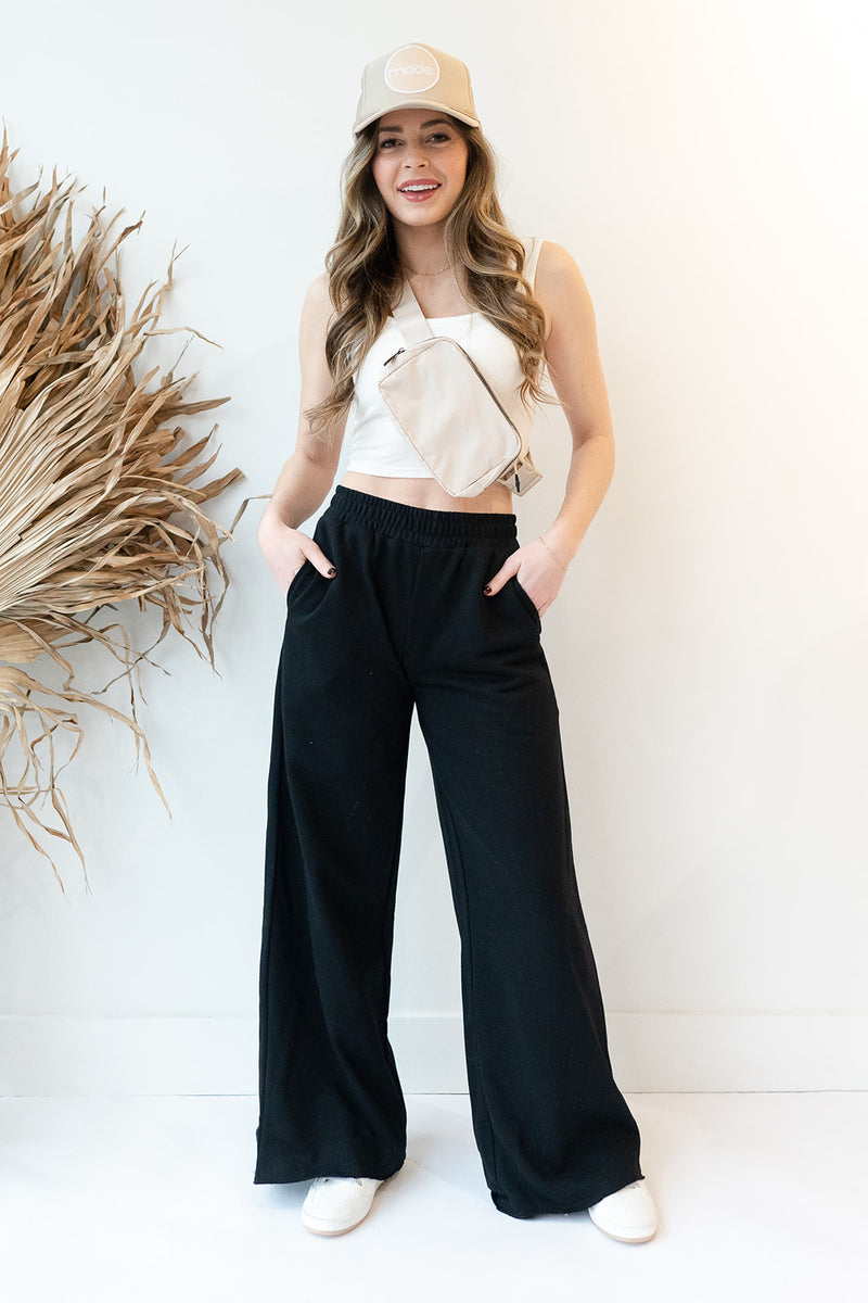 mode, wide leg sweat pants