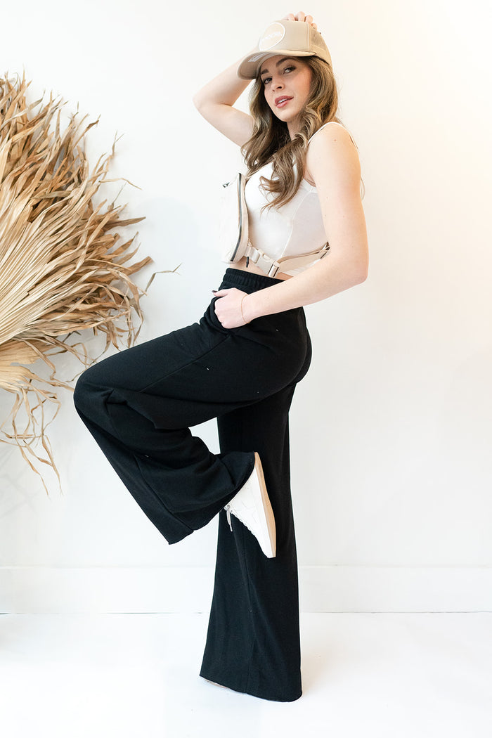 mode, wide leg sweat pants