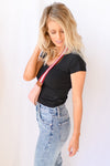 scoop neck cap sleeve top