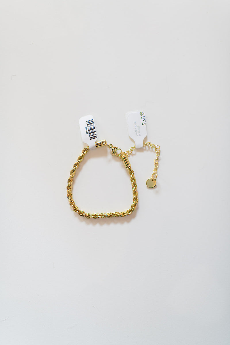 mode, golden rope bracelet