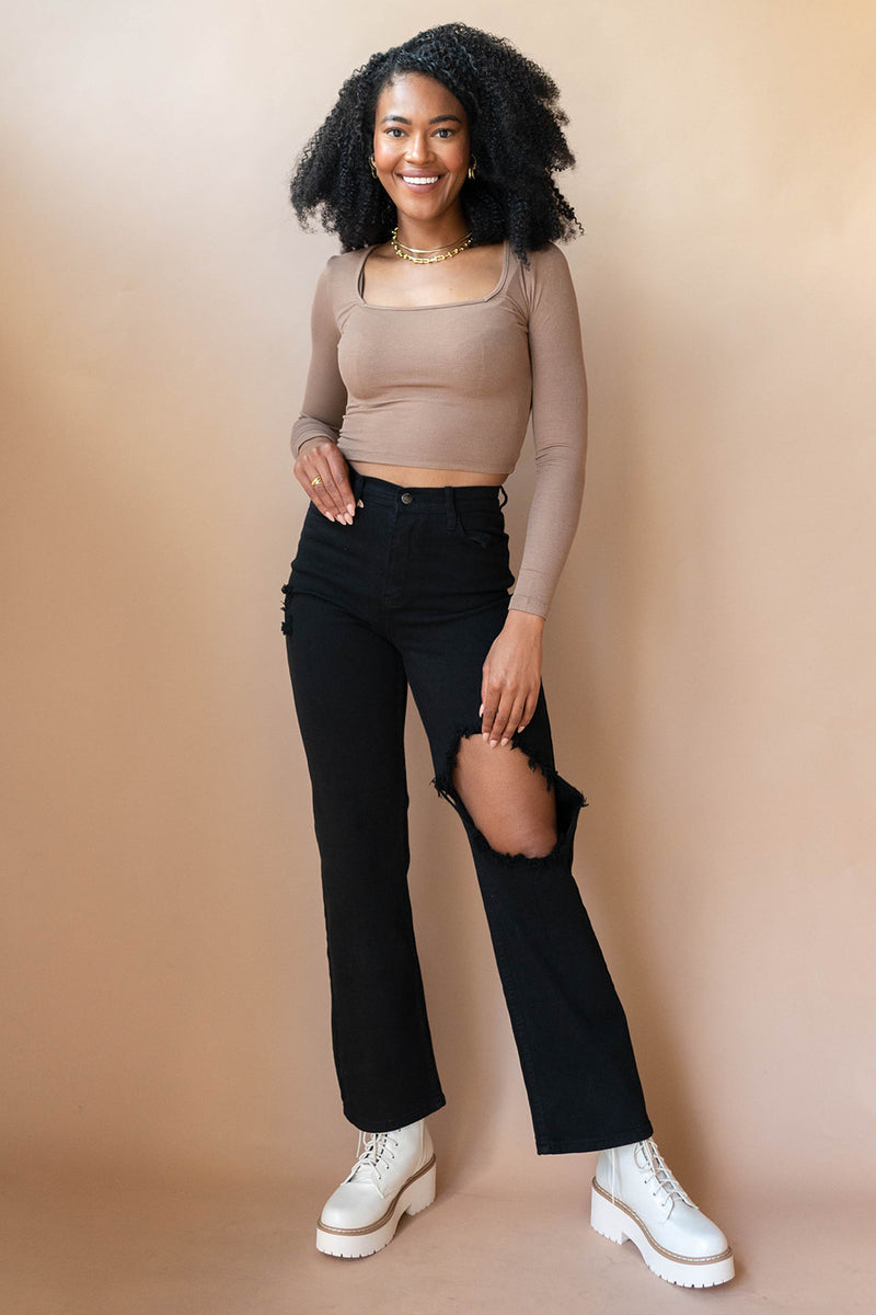 mode, savanna longsleeve crop top