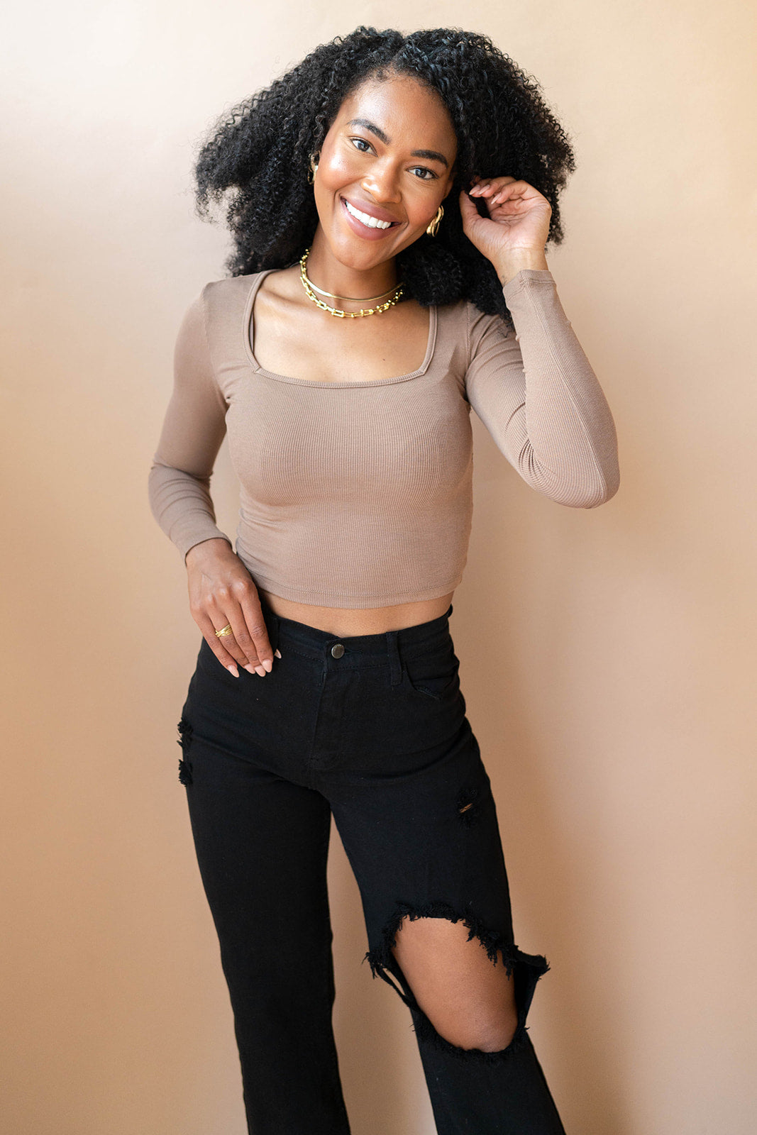 mode, savanna longsleeve crop top