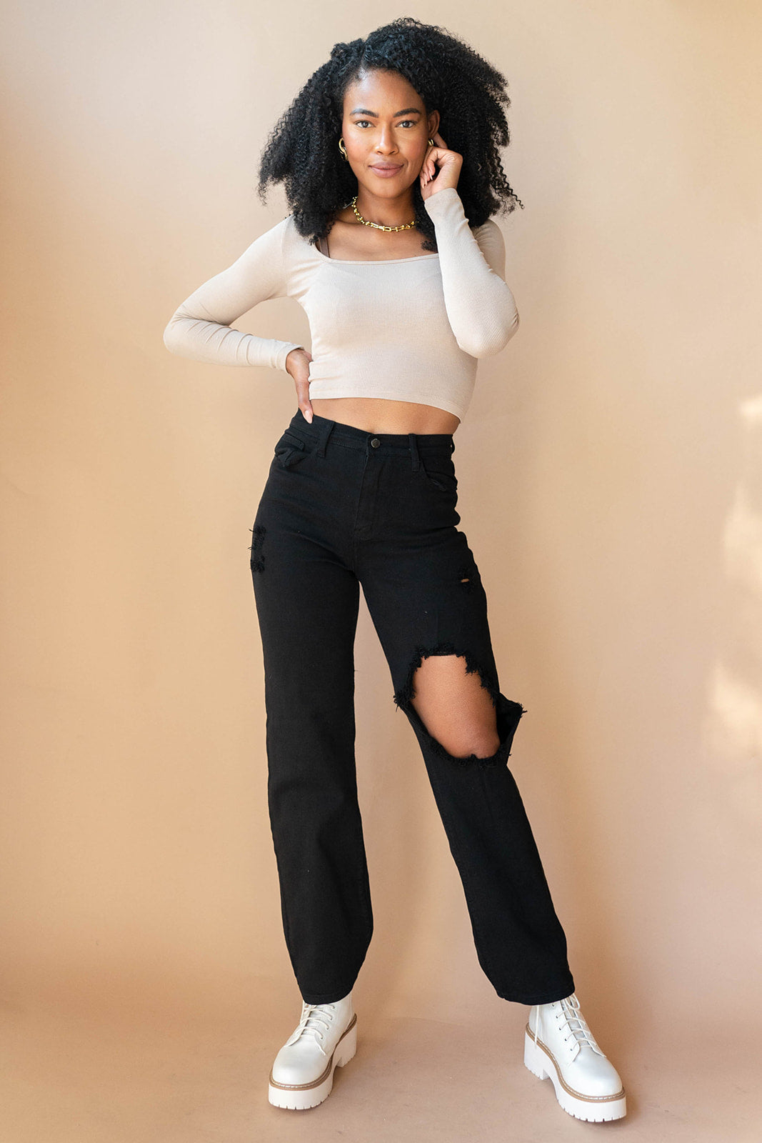 mode, savanna longsleeve crop top