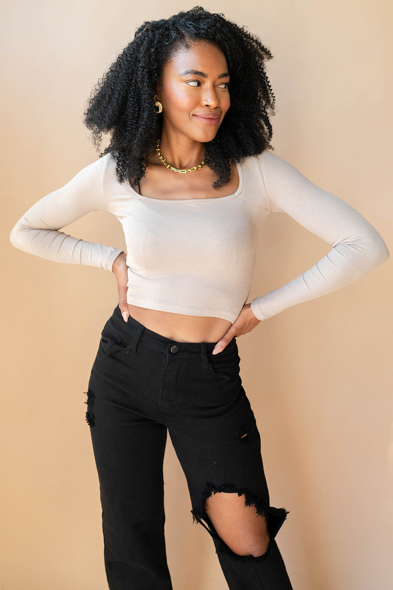 mode, savanna longsleeve crop top