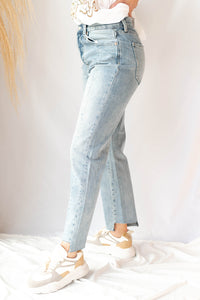 mode, charlie high rise reconstructed jeans