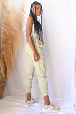 mode, satin cargo joggers