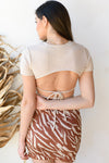 mode, ribbed open back tie top