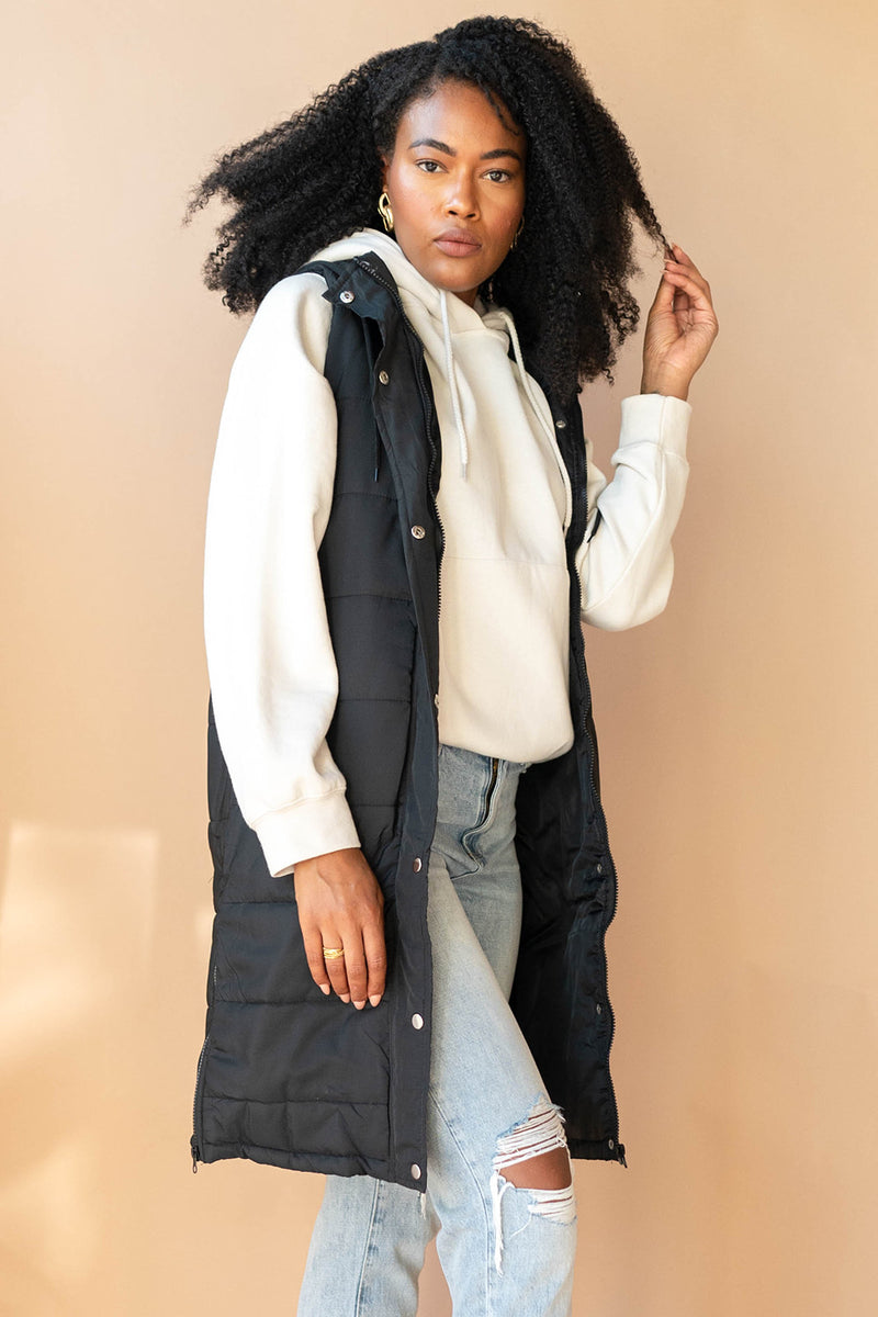 mode, long puffer vest
