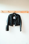 mode, cropped vegan leather blazer