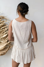 mode, v neck hi/low sleeveless top