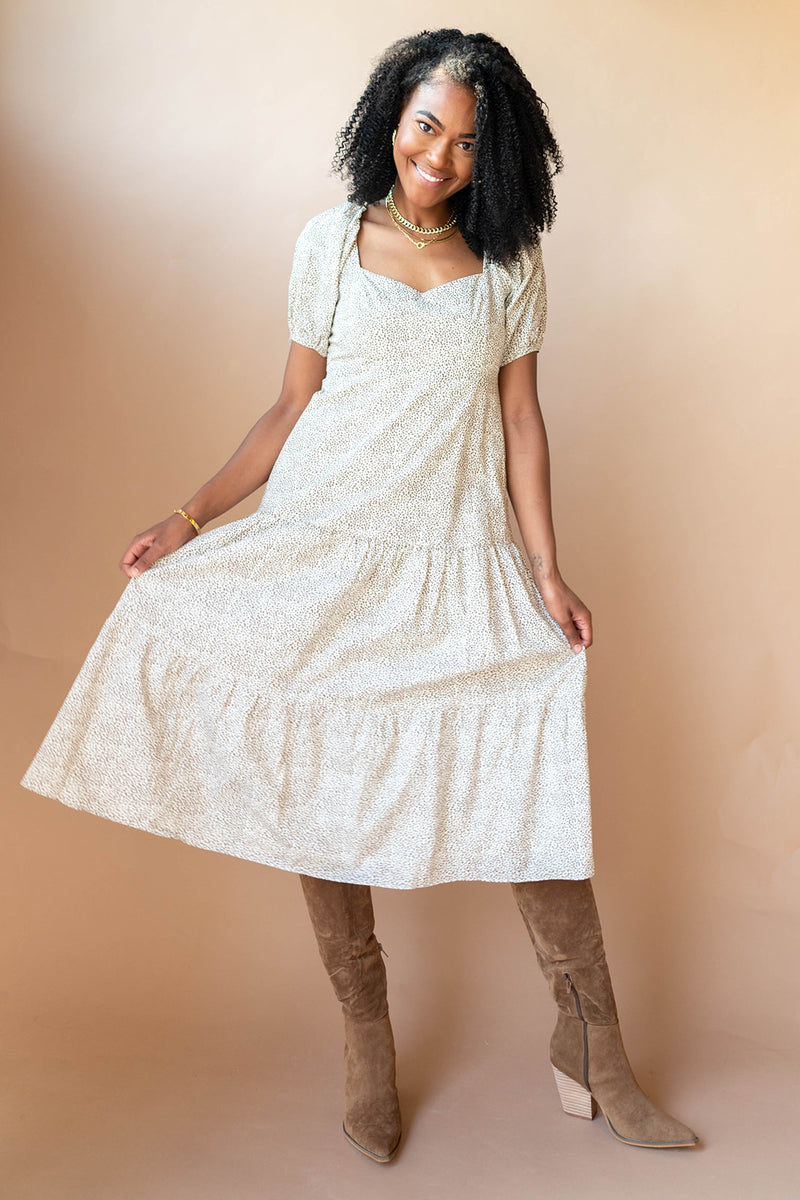 mode, waller tiered midi dress