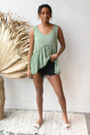 mode, v neck hi/low sleeveless top