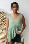 mode, v neck hi/low sleeveless top