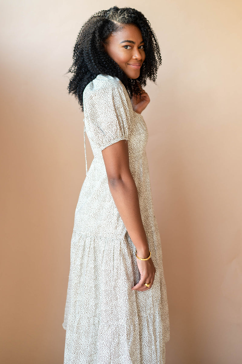 mode, waller tiered midi dress