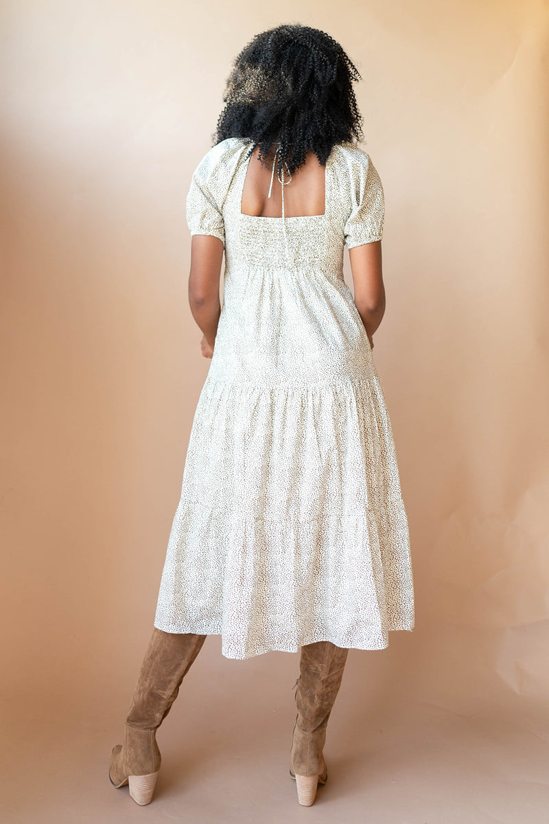 mode, waller tiered midi dress