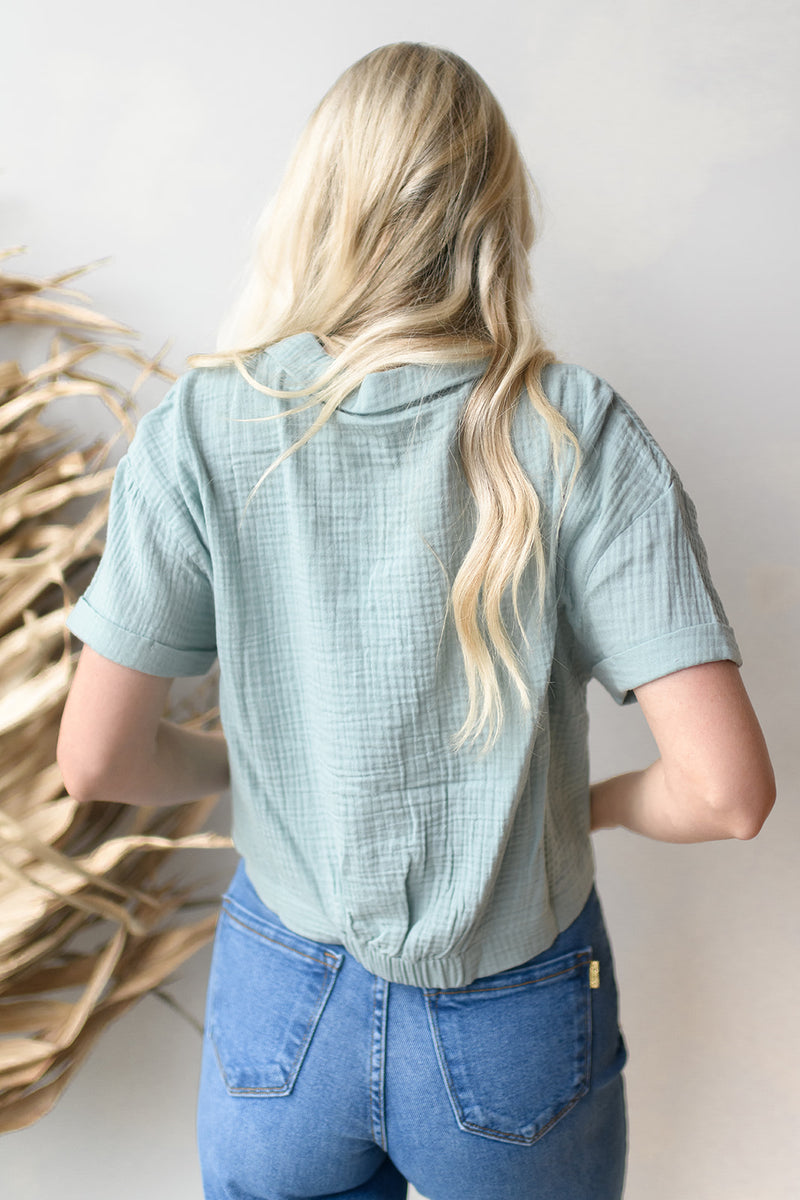 mode, easy saturday collared top
