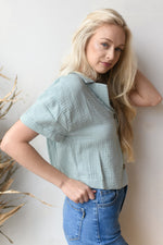 mode, easy saturday collared top