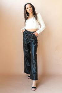 mode, bianca vegan leather trousers