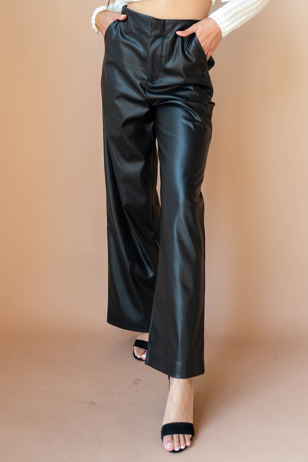 mode, bianca vegan leather trousers