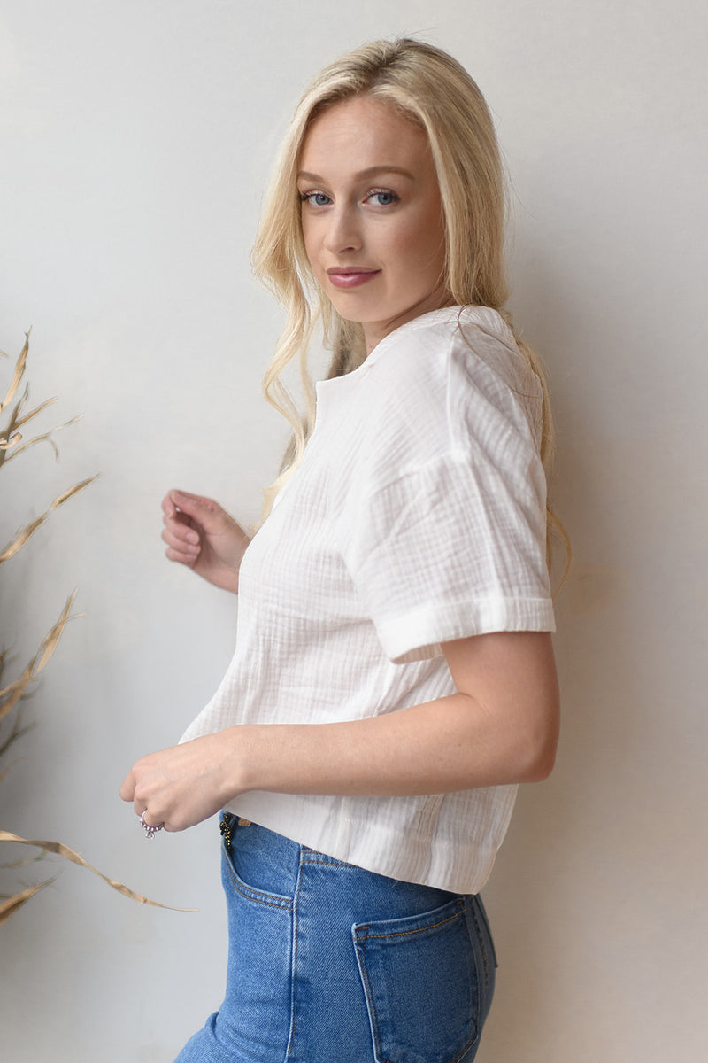 mode, easy saturday collared top