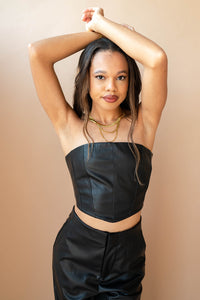 mode, tasha vegan leather corset