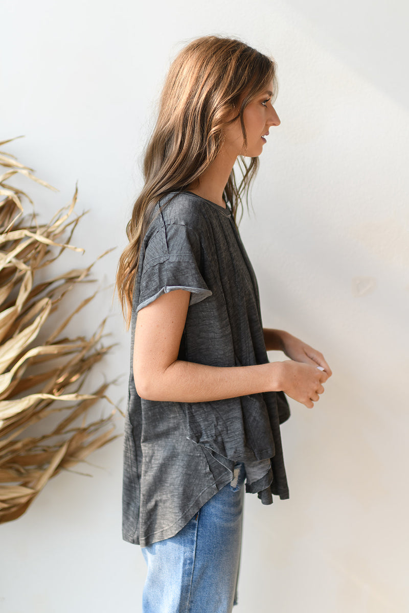 mode, a-line washed knit top