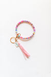 mode, happy beaded key ring
