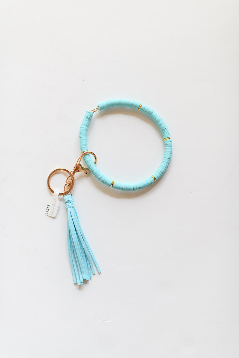 mode, happy beaded key ring