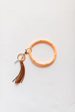 mode, happy beaded key ring