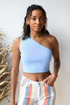 mode, to the side one shoulder knit crop
