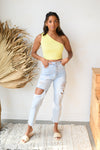 mode, to the side one shoulder knit crop