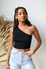 mode, to the side one shoulder knit crop