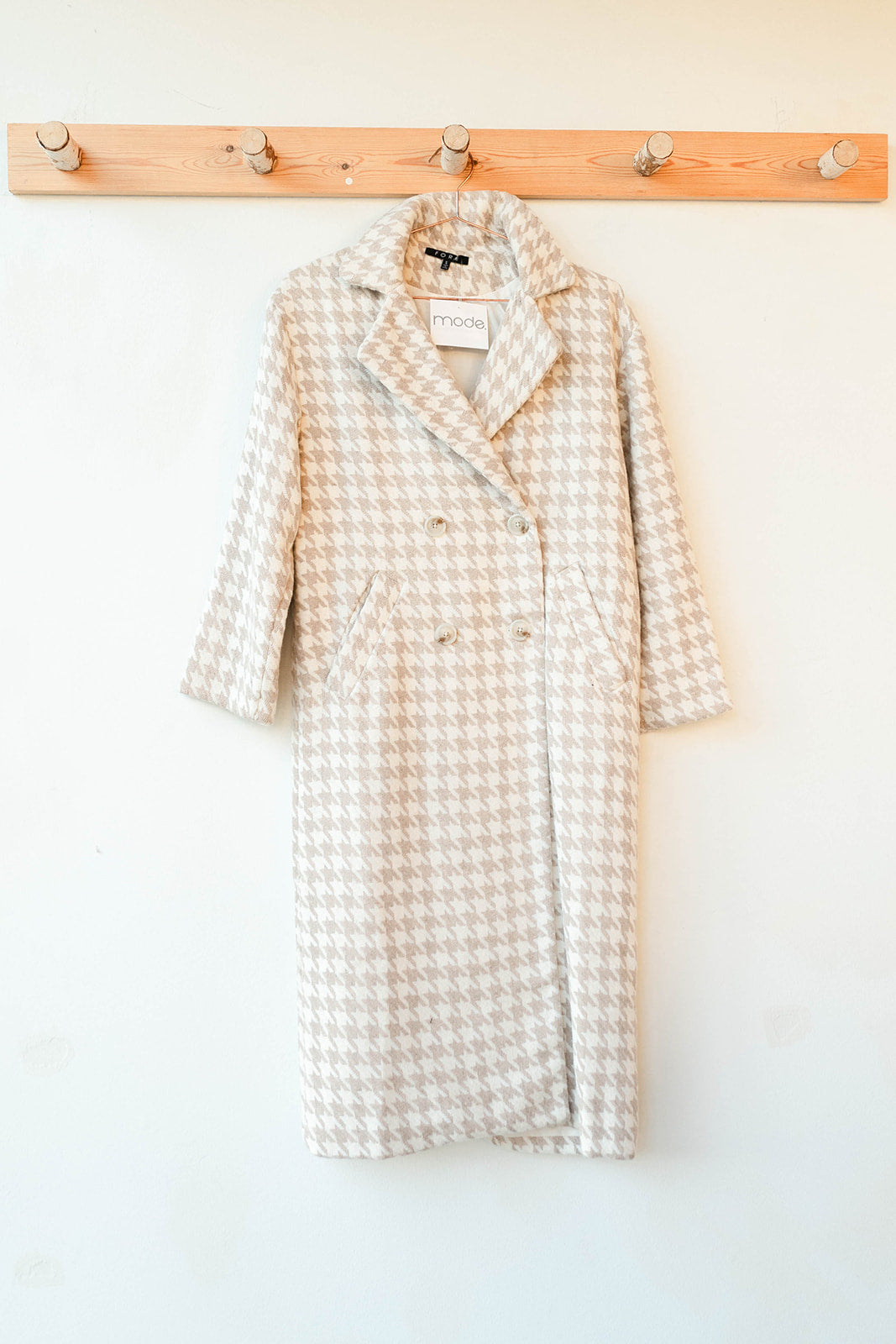 mode, elegant houndstooth coat