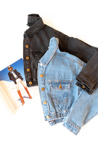 mode, cropped denim jacket